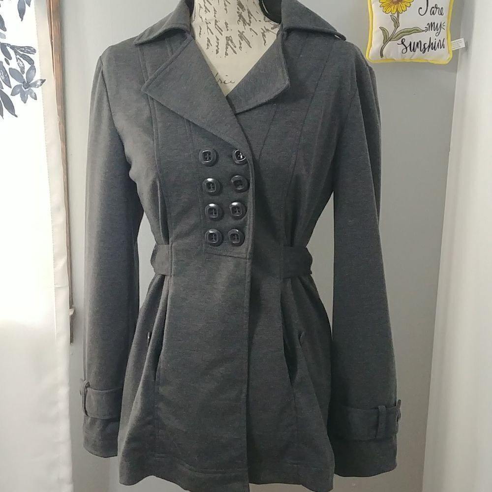 Heart Soul Double Breasted Light Jacket M Dark Grey